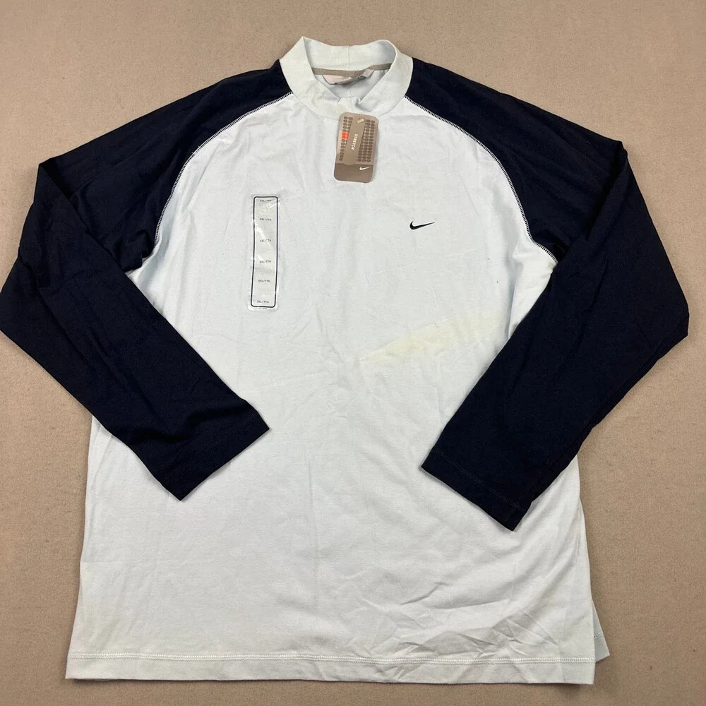 Vintage Nike Shirt Men 2XL Bllue Solid Swoosh Crew Pullover Deadstock Y2K 2005